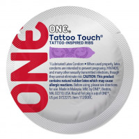 Презерватив ONE Tattoo Touch фіолетовий з рельєфом, 1 шт