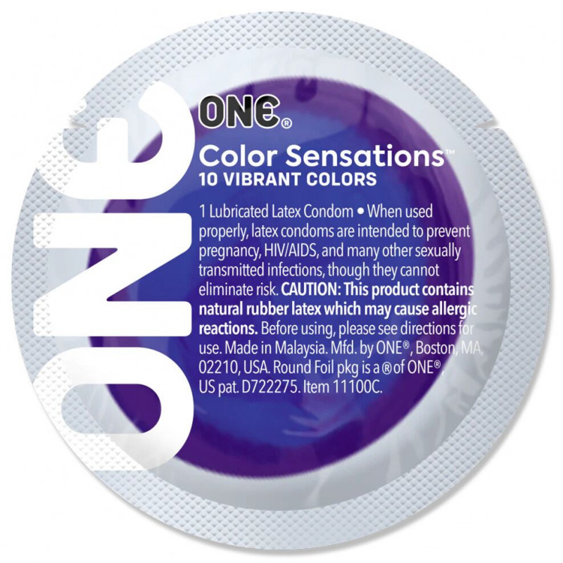 Упаковка презервативів ONE Color Sensations Struck by ONE, лавандово-бузкова, 1 шт