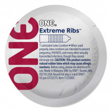Презерватив ONE Extreme Ribs, ребристий, зі змазкою, 1 шт — Keks-Hub