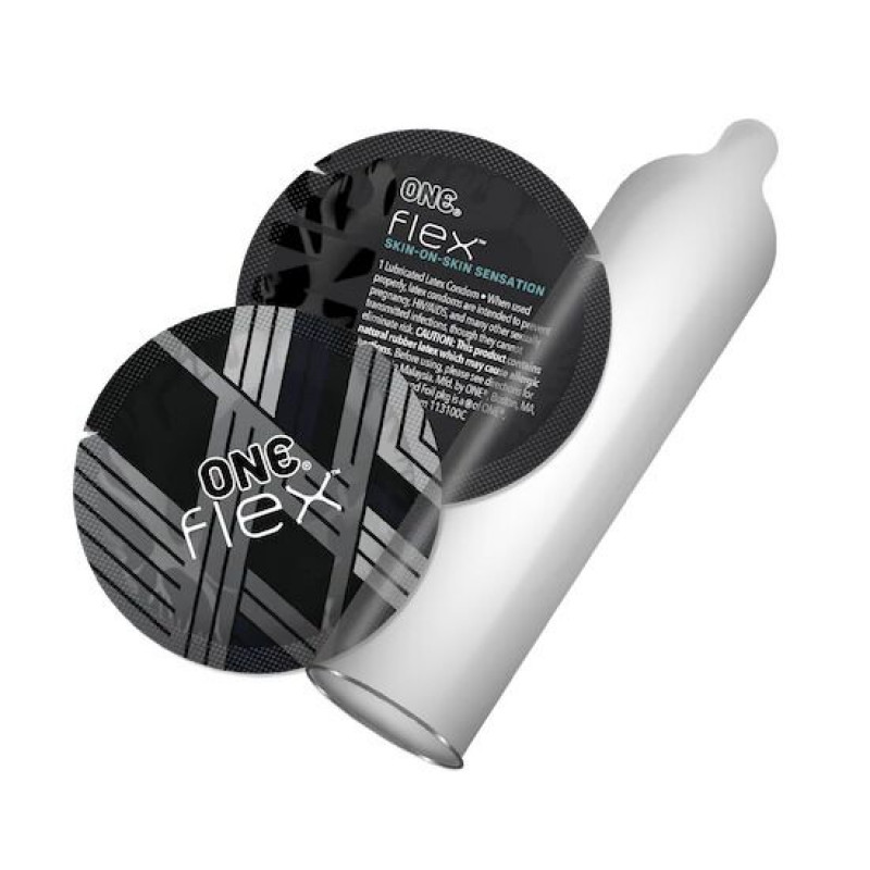 Презервативи ONE Flex Graphene 10 шт супертонкі міцні, вид збоку на тубус