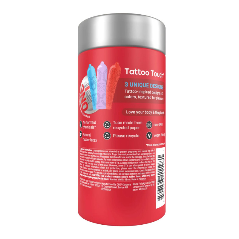Подарункова упаковка - тубус з презервативами ONE Tattoo Touch