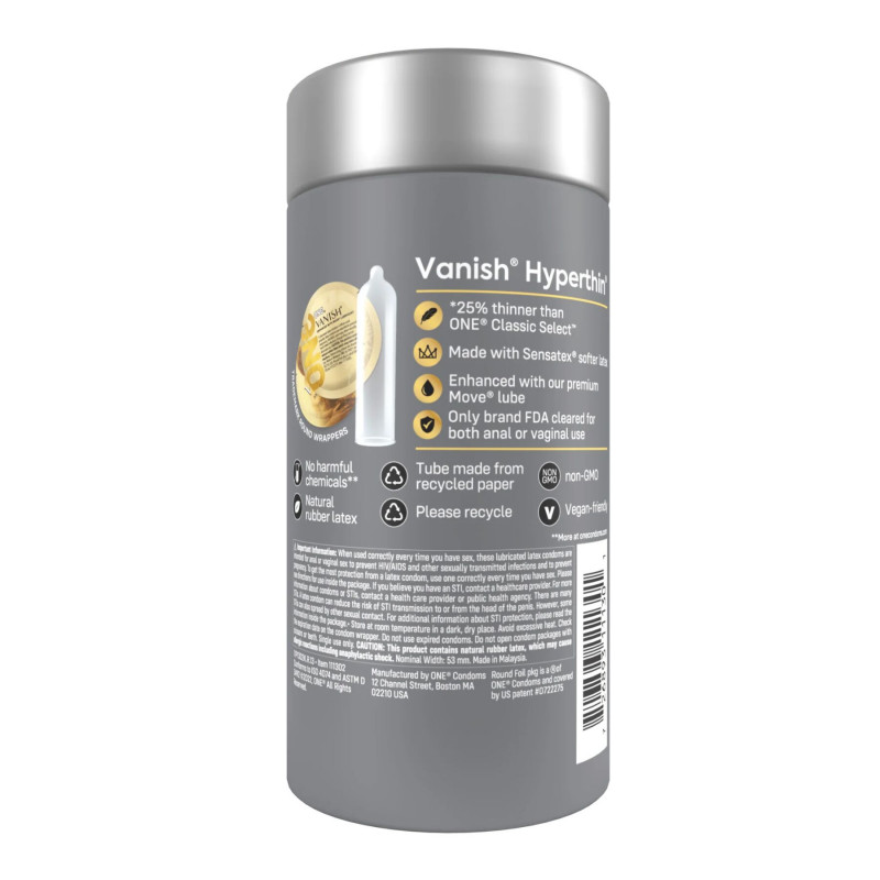 Текстура ультратонких презервативів ONE Vanish Hyperthin, вид збоку