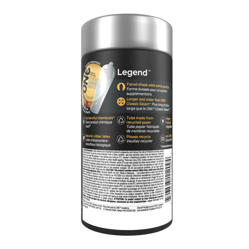 Презервативи ONE Legend XL, 12 шт, збільшений розмір, розширення на кінці, упаковка - текстура