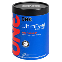 Презервативи ONE Ultra Feel ультратонкі з додатковою змазкою 40 шт подарунковий тубус