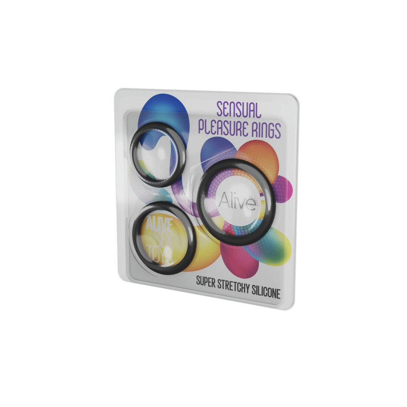 Детальний вигляд ерекційного кільця Alive Sensual Pleasure Rings, показує еластичність матеріалу