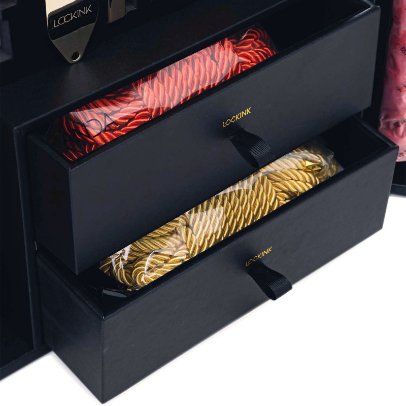 Комплектація БДСМ-набору LOCKINK All-in-1: всі елементи набору з крокодилячої шкіри