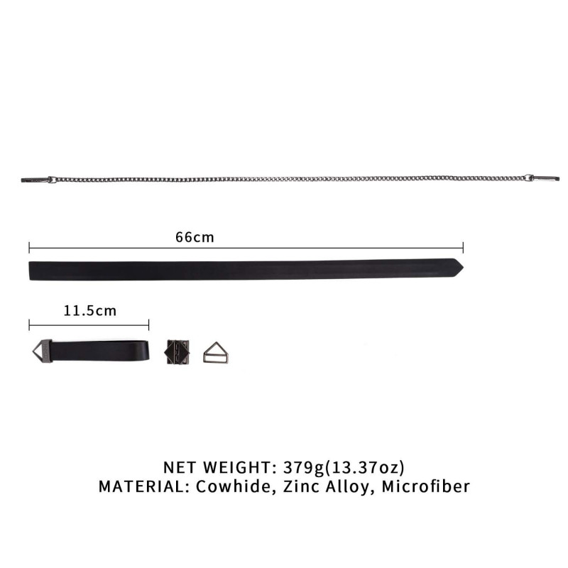 Нашийник LOCKINK Tied Collar Set чорний, вид збоку з деталями застібки