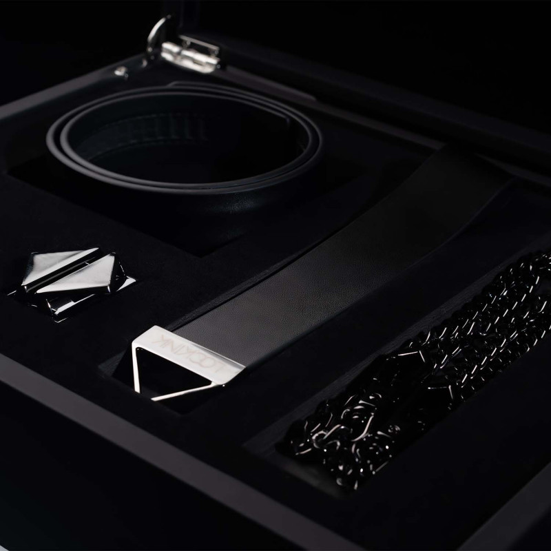 Текстура матеріалу чорного нашийника LOCKINK Tied Collar Set, ближчий огляд