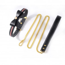 Набір нашийник та повідець LOCKINK SEVANDA Love Heart Butterfly Шкіряний Чорний — Keks-Hub