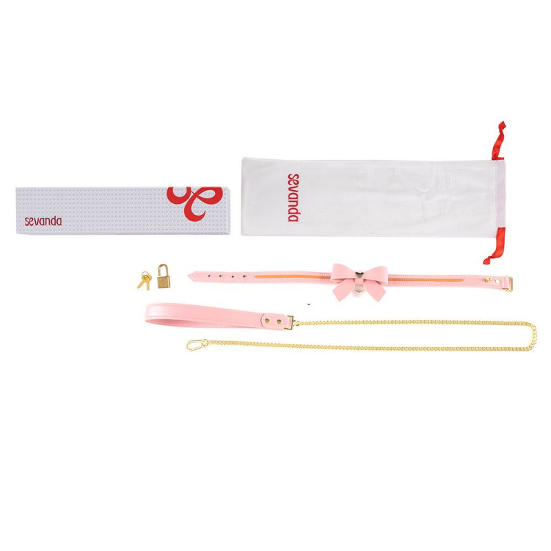 Шкіряний повідець LOCKINK SEVANDA Love Heart Butterfly, рожевий, зі зручною ручкою