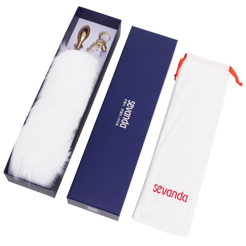 Анальна пробка LOCKINK SEVANDA Лисячий хвіст білий, загальний вигляд