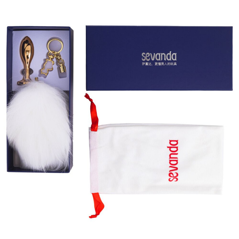 Повна комплектація: металева анальна пробка LOCKINK SEVANDA з кролячим хвостом та упаковка