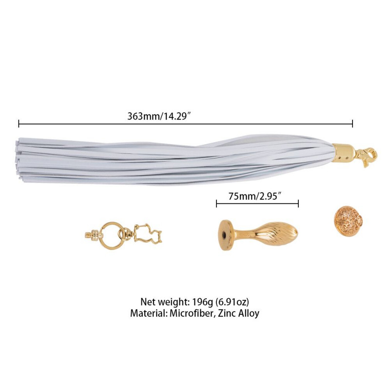 Бренд LOCKINK та його продукція: металева анальна пробка SEVANDA, грушеподібна, з білим хвостом