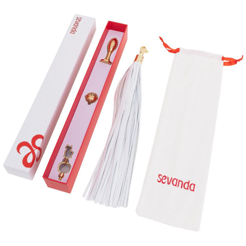 Аксесуар для дорослих: металева анальна пробка LOCKINK SEVANDA, білий хвіст поні, витончений вигляд