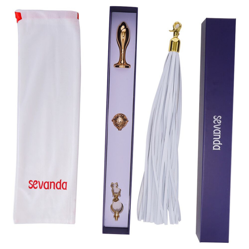 Загальний вигляд металевої анальної пробки LOCKINK SEVANDA Хвіст поні Біла