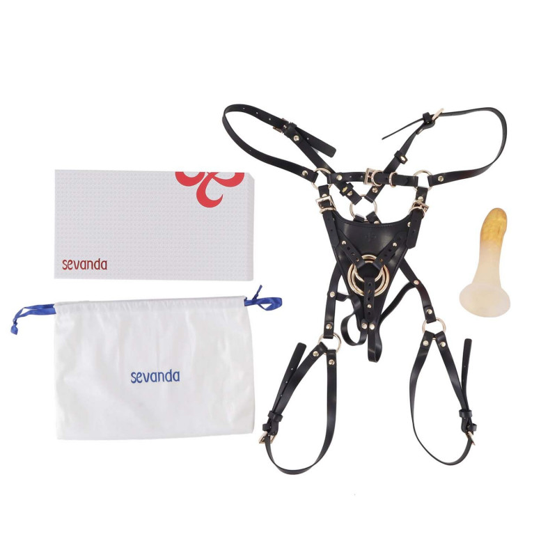 Страпон LOCKINK SEVANDA Queen Sheba Golden Dildo, демонстрація розміру