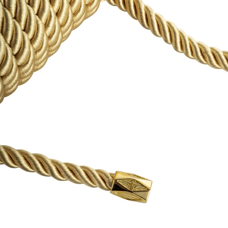 Детальний вигляд текстури золотистої мотузки LOCKINK SEVANDA, що демонструє плетіння нейлону та бавовни.