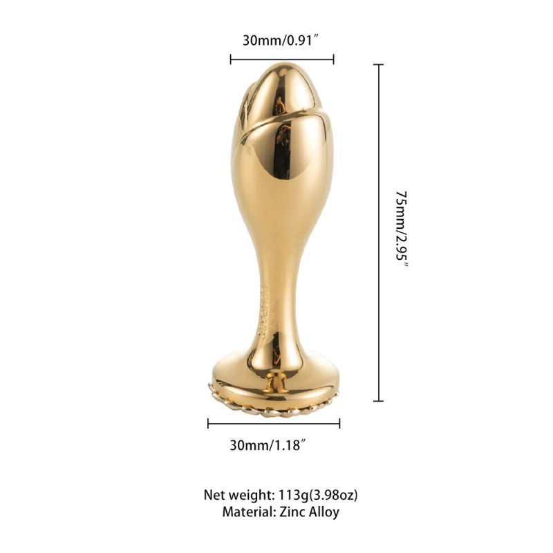 Анальна пробка LOCKINK SEVANDA Pearl Rose-shape демонструє деталі гладкої поверхні та округлого кінчика для легкого введення