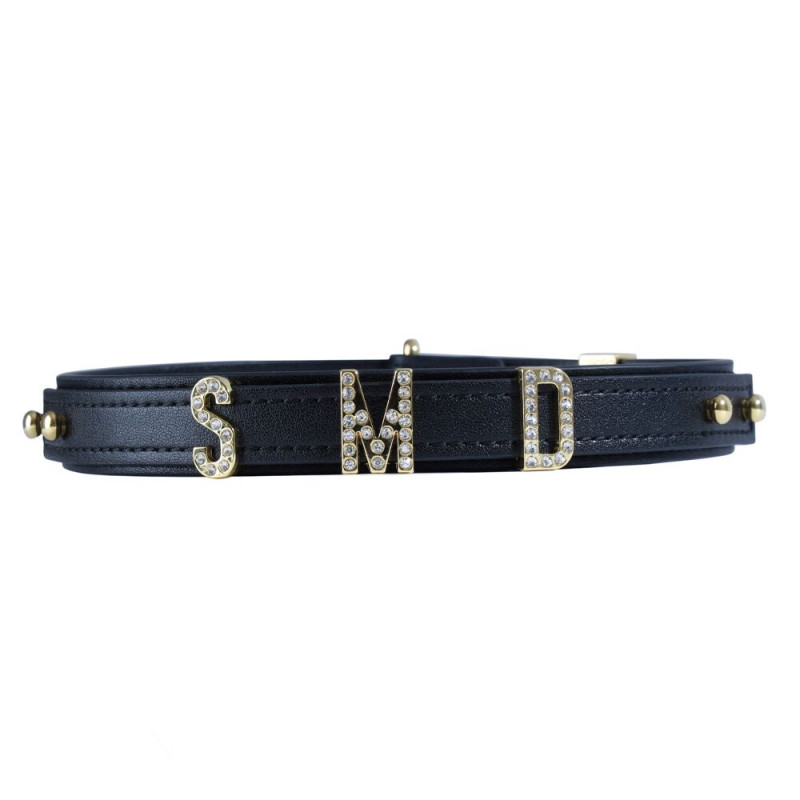 Нашийник LOCKINK Dark DIY Alphabet вид збоку, демонструє товщину та текстуру ремінця