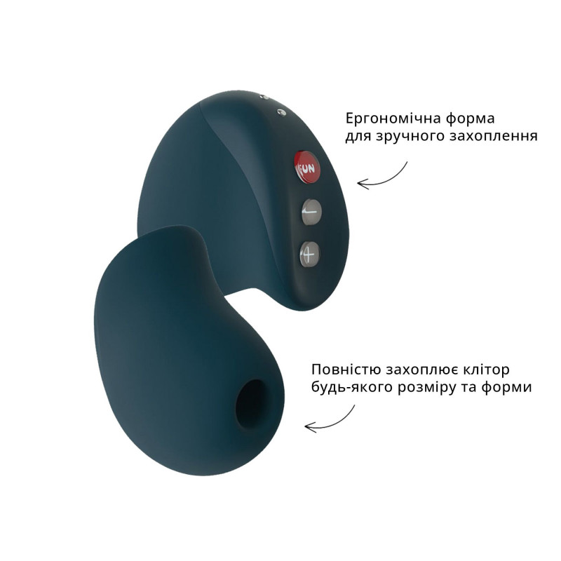 Вакуумний стимулятор Fun Factory MEA velvet green, деталі керування, інтуїтивні кнопки