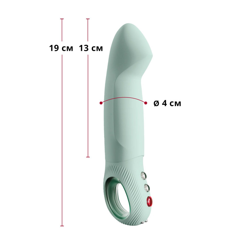 Fun Factory STRONIC G FORTE sage green - вид збоку, детальний дизайн пульсатора для точки G