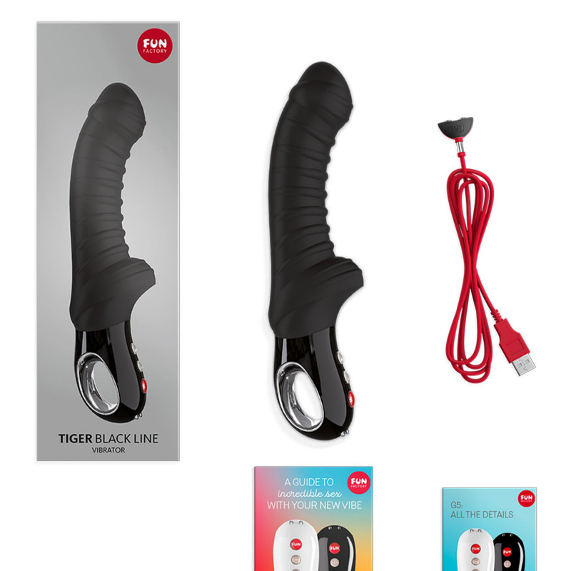 Вібратор Fun Factory TIGER для точки G, чорний, контур для зручного захоплення