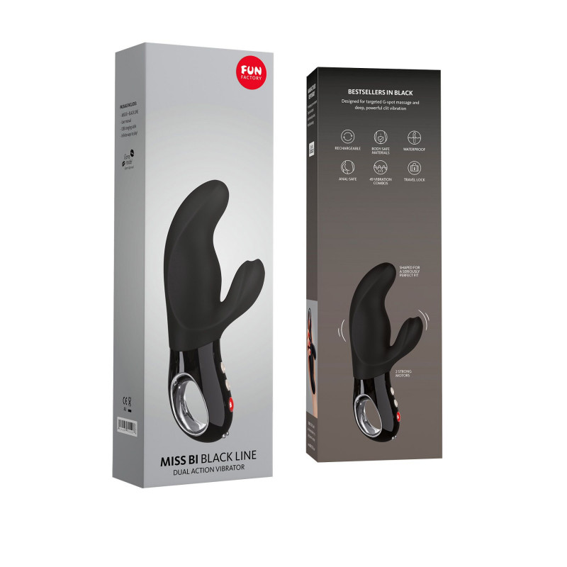 Вібратор-кролик Fun Factory MISS BI black, показано обидва мотори