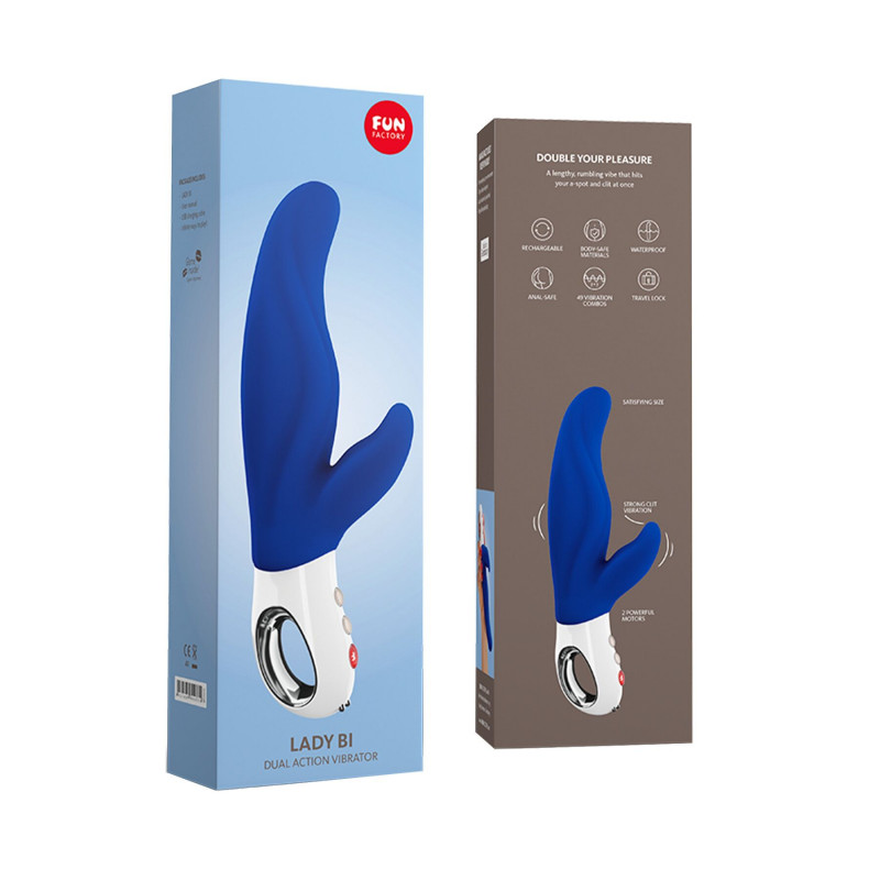 Вібратор-кролик Fun Factory LADY BI ultramarine, текстура силікону, приємна на дотик