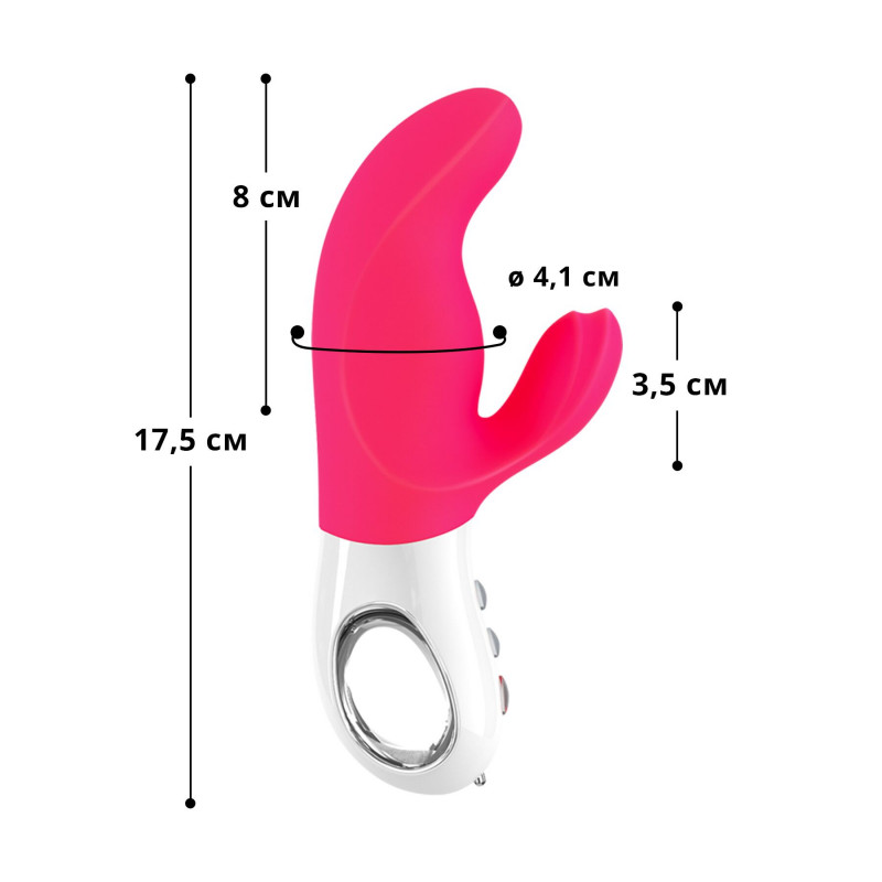 Вібратор-кролик Fun Factory MISS BI рожевий збоку, демонструє вигин