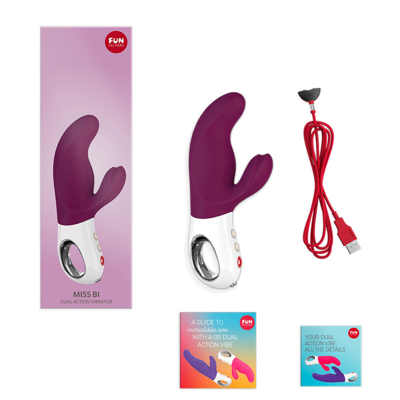 Вібратор-кролик Fun Factory MISS BI grape/white, демонстрація функцій