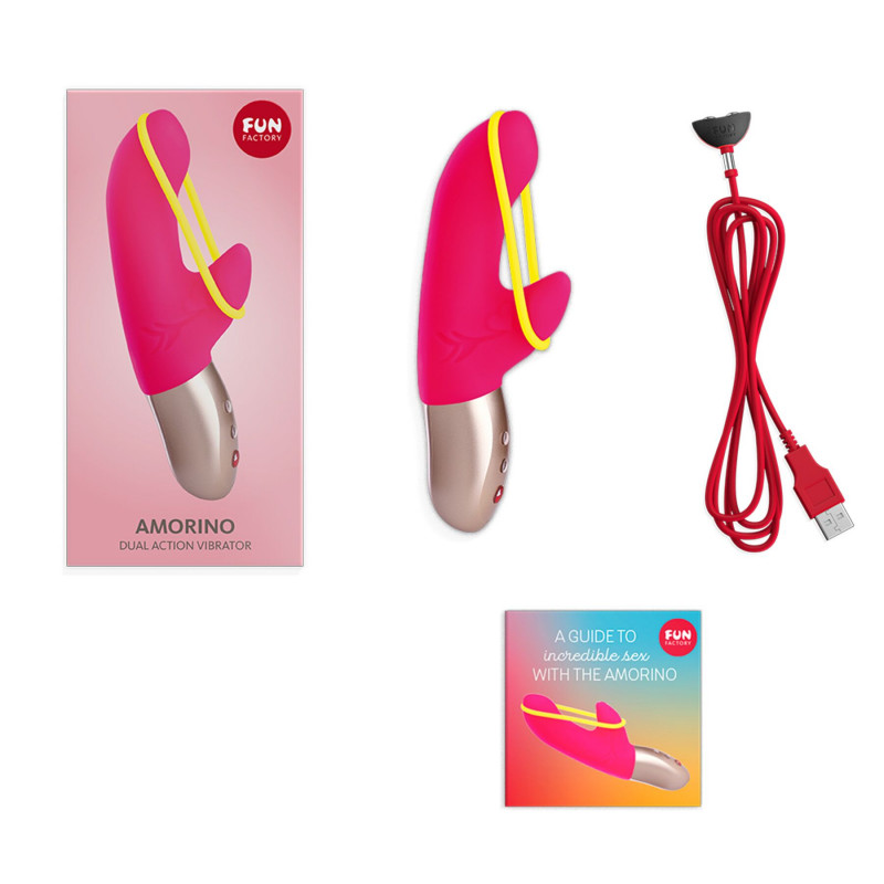 Знімна стимулююча стрічка мінівібратора-кролика Fun Factory AMORINO pink/neon yellow, демонстрація текстури матеріалу