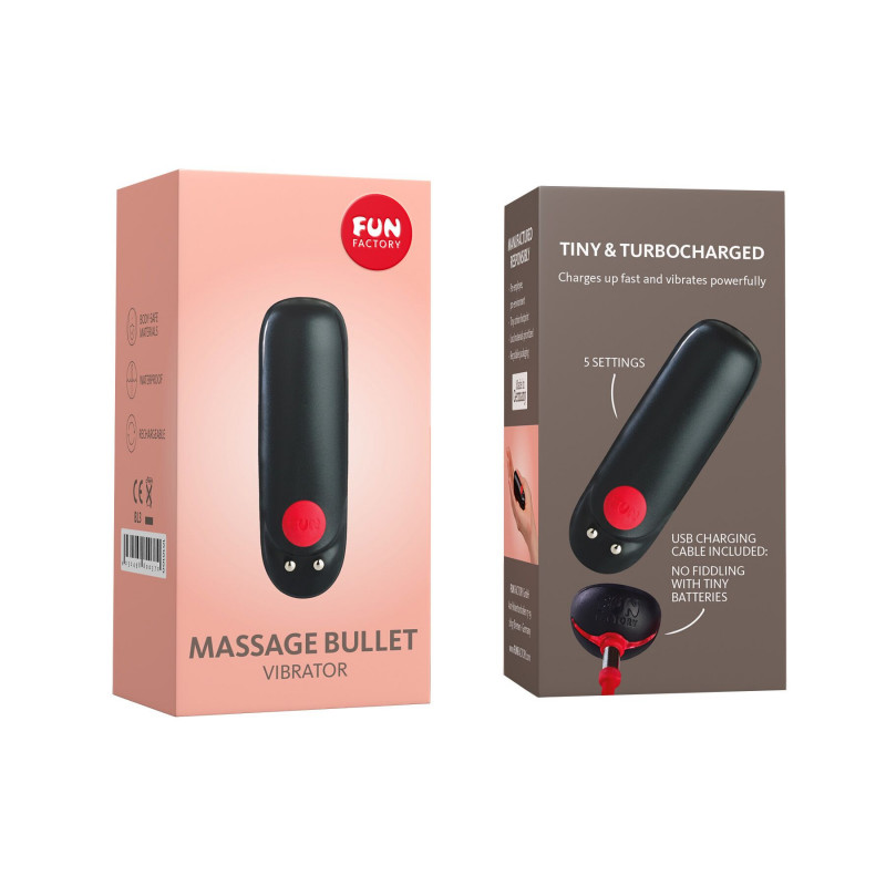 Комплект віброкулі Fun Factory Massage BULLET чорна, зарядний пристрій, інструкція