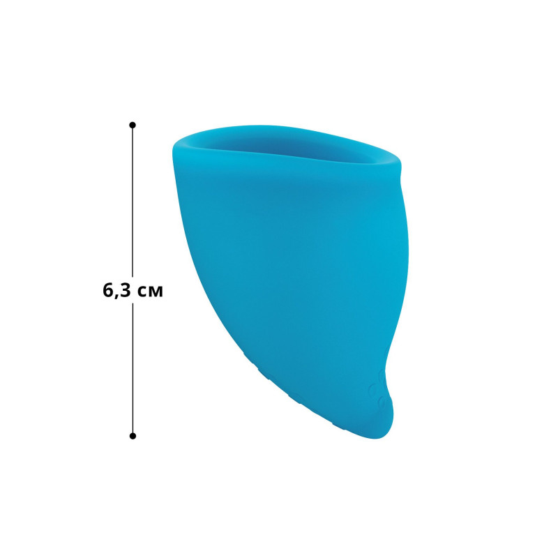 Менструальна чаша Fun Factory FUN CUP SIZE A бірюзова – вигляд збоку, демонструє гнучку текстуру та форму