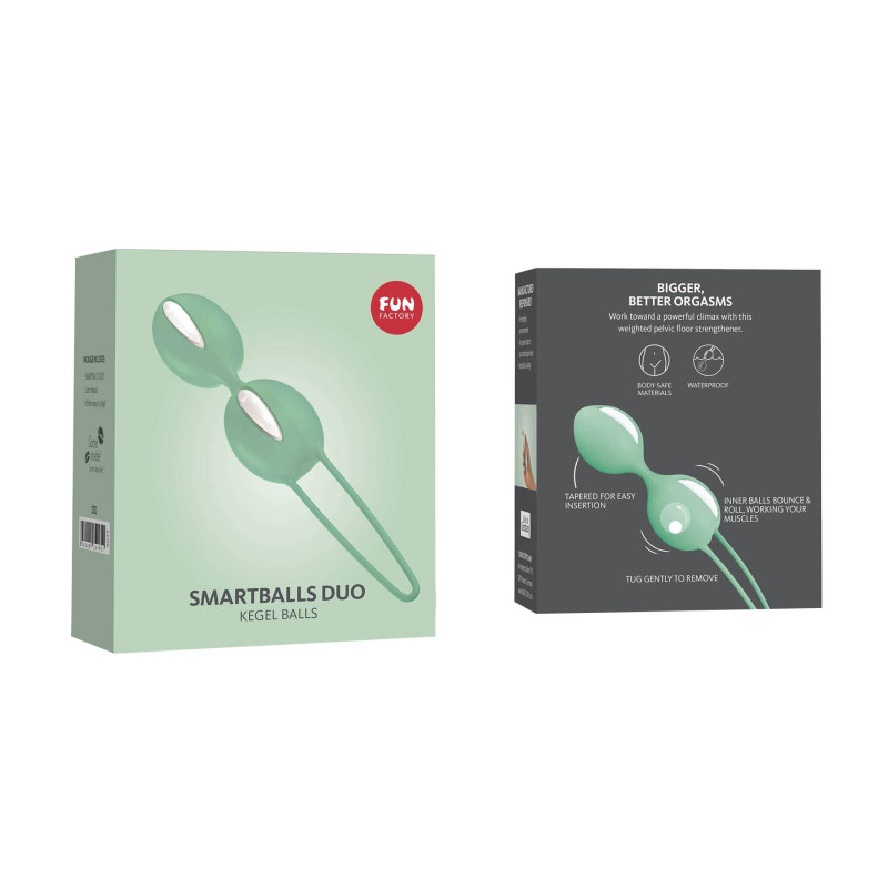 Упаковка вагінальних кульок Fun Factory SMARTBALLS DUO, фісташково-білі, 2 шт, текстура матеріалу