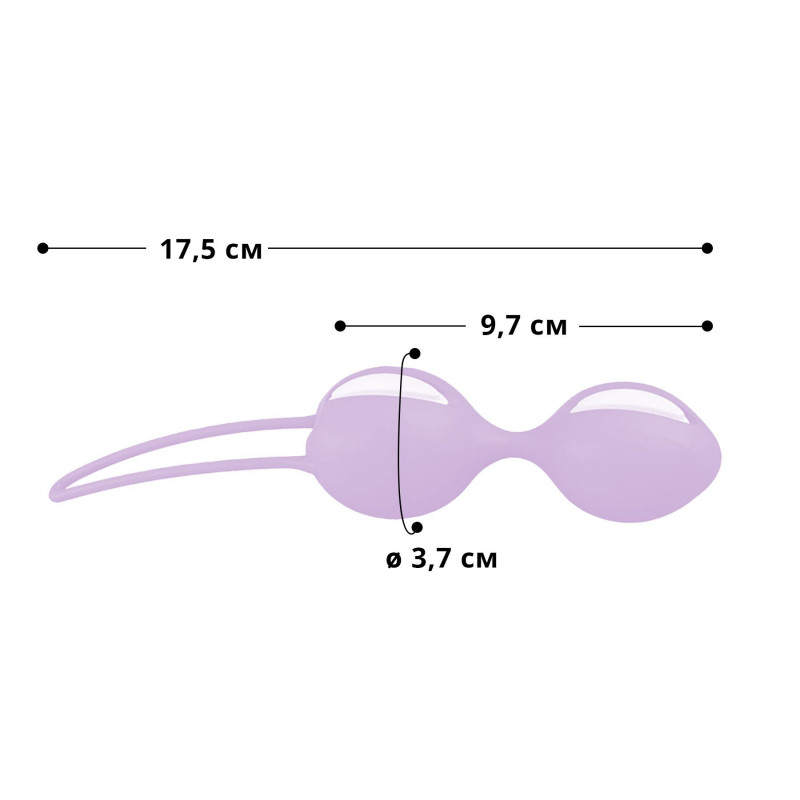 Вагінальні кульки Fun Factory SMARTBALLS DUO бузково-білі, вид збоку, що демонструє їх витончену форму