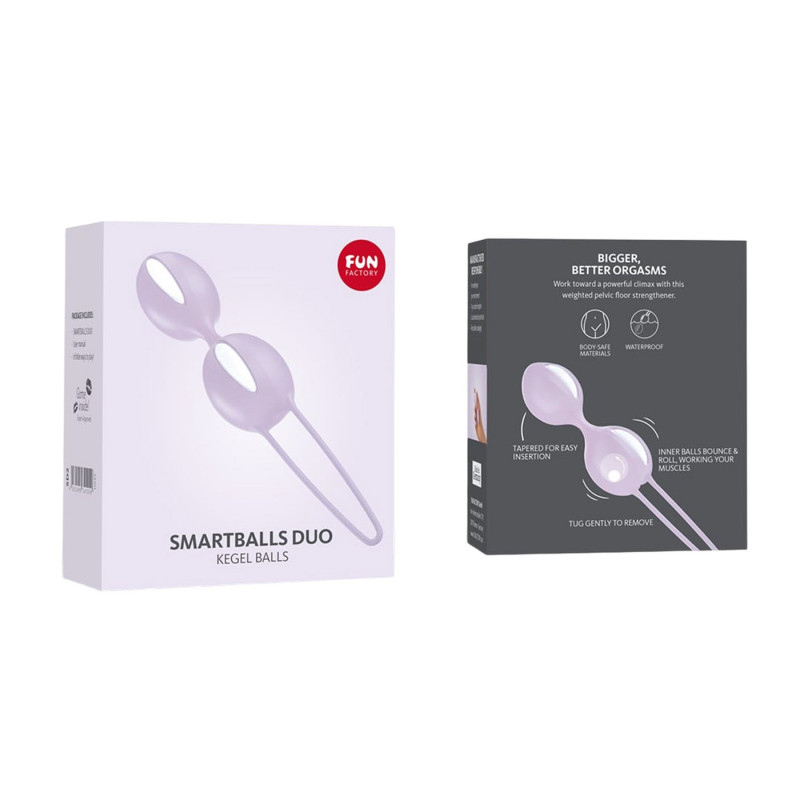 Набір вагінальних кульок Fun Factory SMARTBALLS DUO бузково-білих, готовий до використання