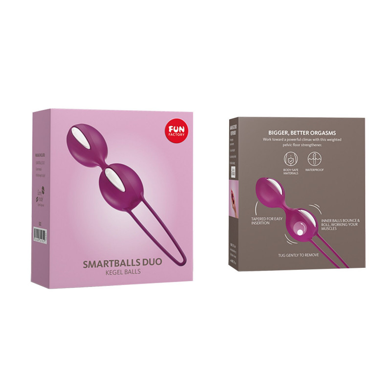 Вагінальні кульки Fun Factory SMARTBALLS DUO, бордово-білі, комплект з 2 штук, показує форму та розмір