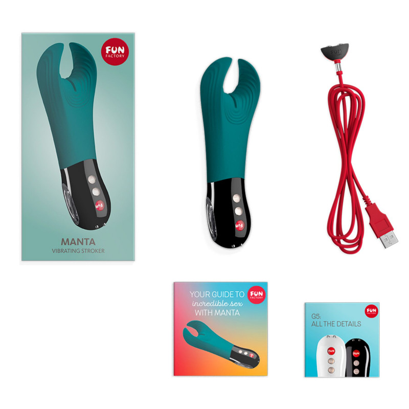 Вібратор Fun Factory MANTA deep sea blue/black: деталі дизайну, кнопка керування