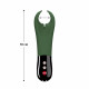 Вібратор Fun Factory MANTA moss green/black, вид збоку, демонструє його ергономічну форму та гнучкість