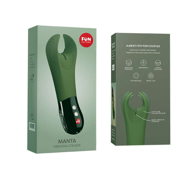 Вібратор Fun Factory MANTA moss green/black, приклад використання у парних іграх, для незабутніх відчуттів