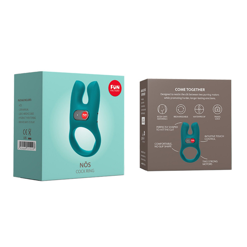 Віброкільце Fun Factory NŌS deep sea blue, повний комплект, в тому числі зарядний пристрій