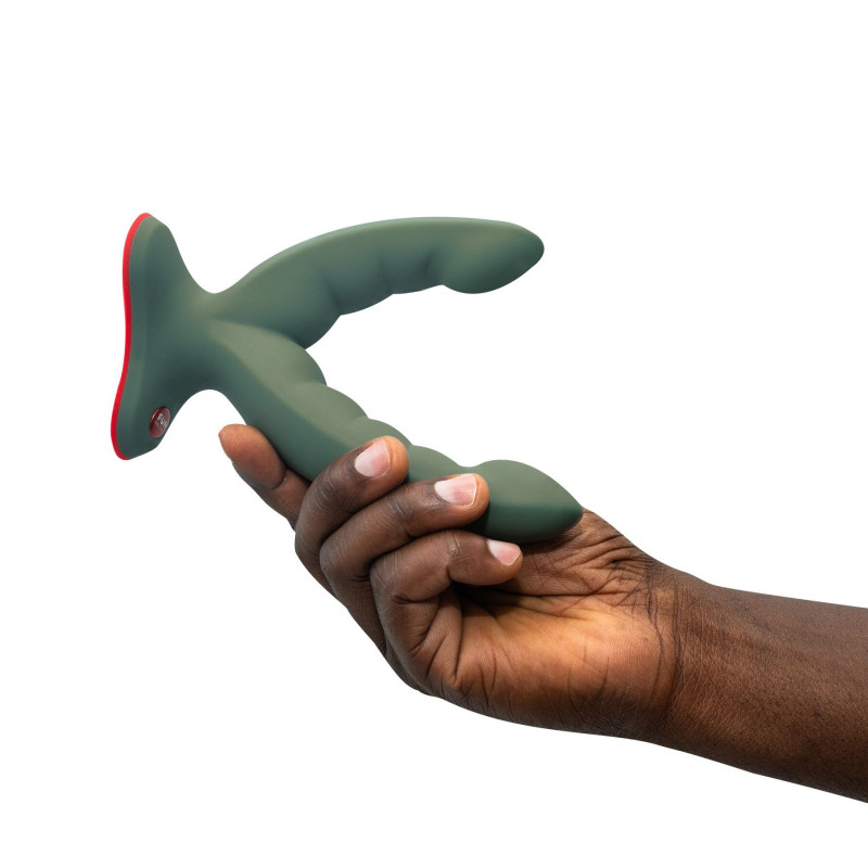 Подвійний фалоімітатор Fun Factory RYDE wild olive - демонстрація реального розміру