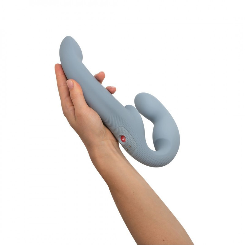 Текстура матеріалу безремінного страпона Fun Factory SHARE VIBE PRO cool grey, приємна на дотик