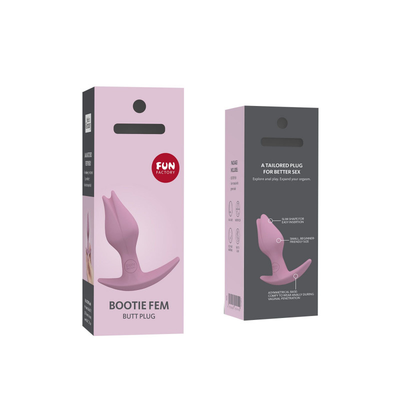 Текстура силікону анальної пробки Fun Factory BOOTIE FEM, гладка, приємна на дотик, фіолетовий колір