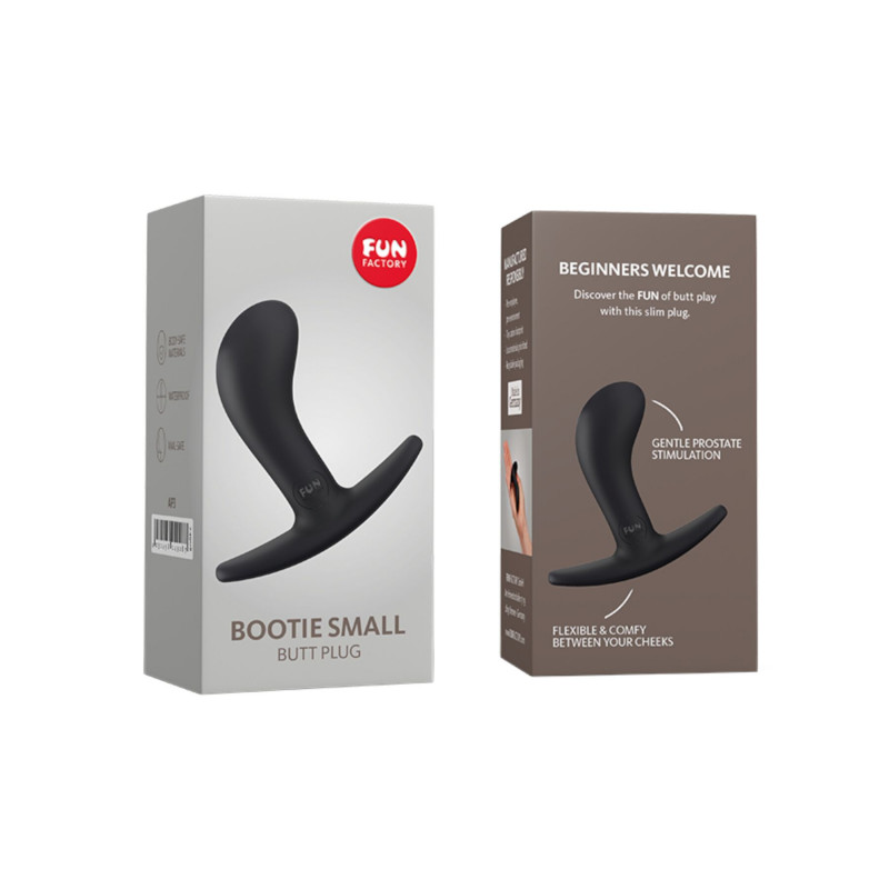 Анальна пробка Fun Factory BOOTIE S чорна, демонстрація тонкого обмежувача