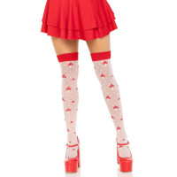 Панчохи Leg Avenue Polka Dot Mushroom Thigh Highs One Size біло-червоні