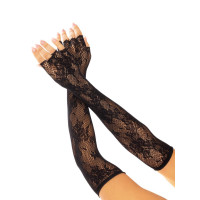 Митенки Leg Avenue Lace Opera Length Fingerless Gloves, черные, ажурные, выше локтя