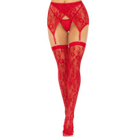 Комплект Leg Avenue Чулки и пояс с пажами Lace, One Size, Красный