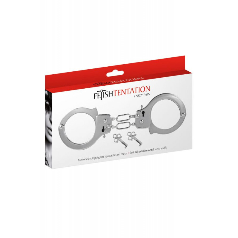Деталі кріплення наручників Fetish Tentation Soft Adjustable: гладка металева текстура та чіткі лінії, що свідчать про високу якість виконання.
