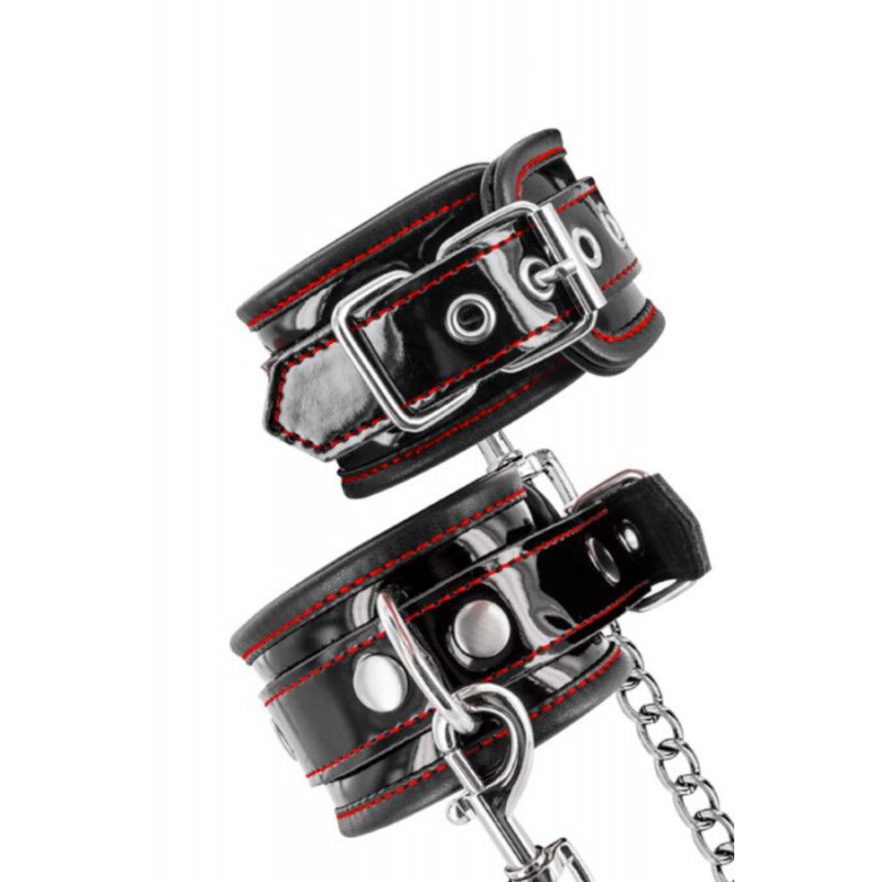 Наручники Fetish Tentation Premium Patent Leather чорні в стильній упаковці бренду